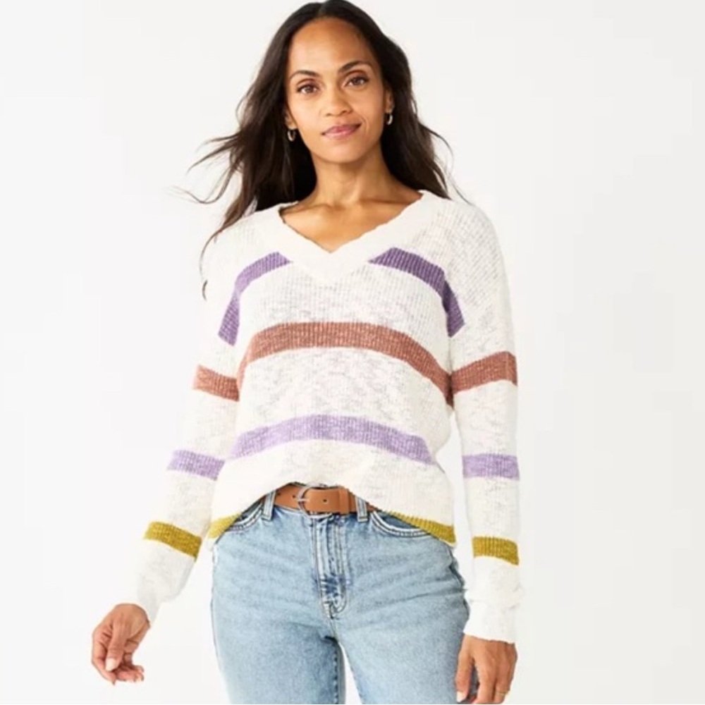 NWT Womens Sonoma V-Neck Knitted Sweater - size Large